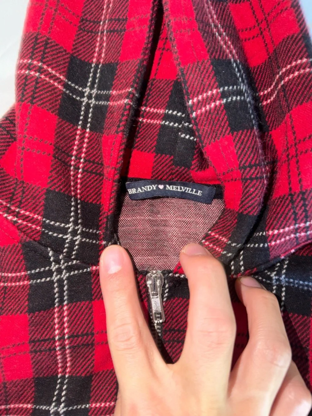 Brandy Melville plaid zip up